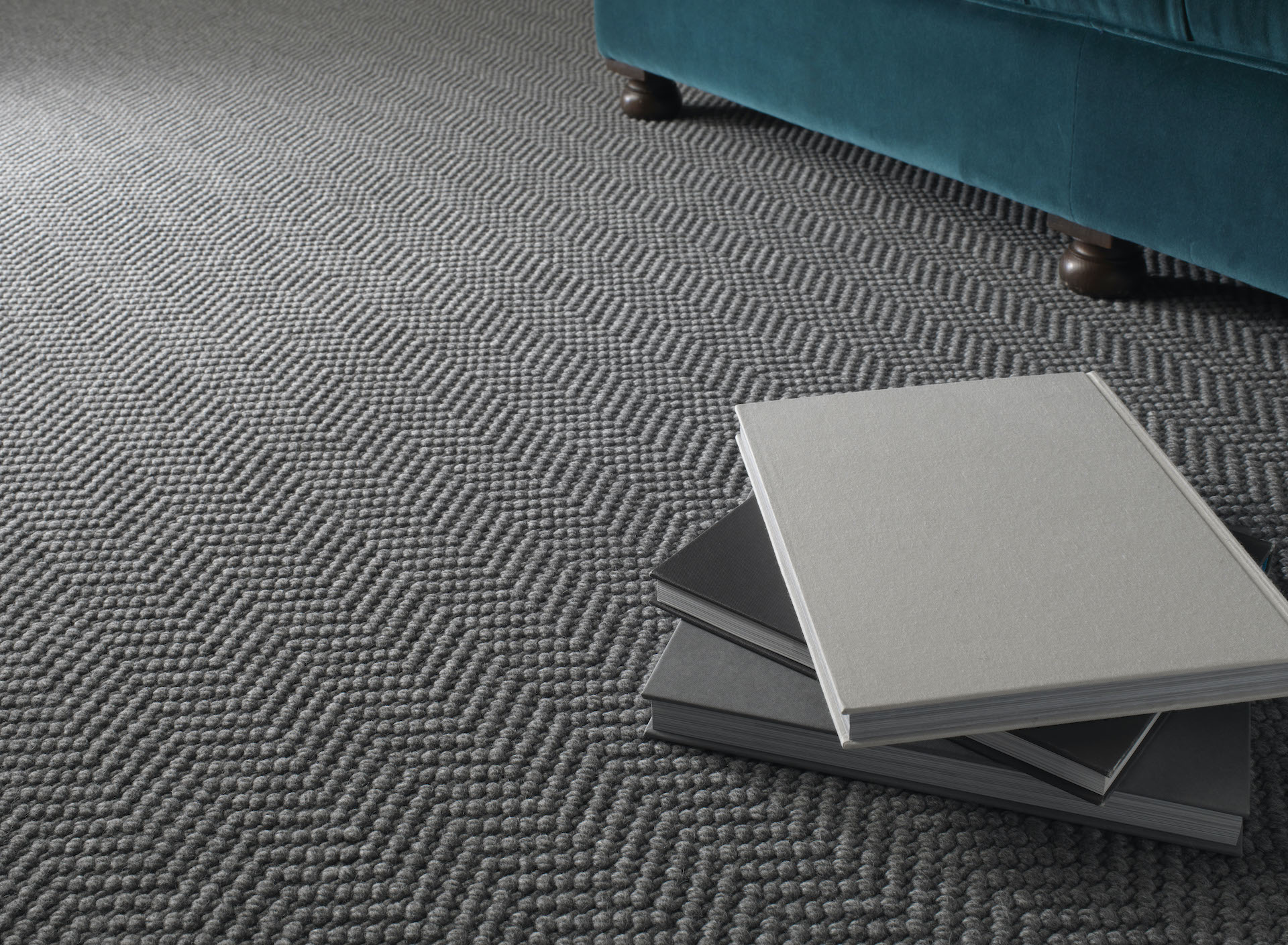 Natural Weave Herringbone Slate carpet by Jacaranda a